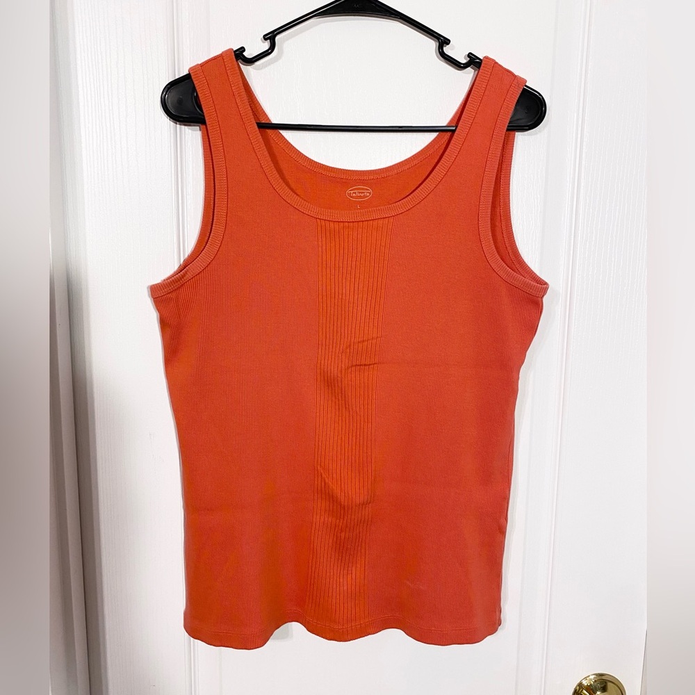 Y2K Talbots Ribbed Knit Cotton Tank Top Coral Size Large